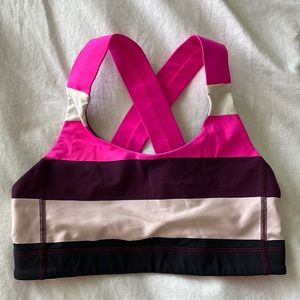 Lululemon Plum / Pow Stripe Raspberry Glo Light Sports Bra